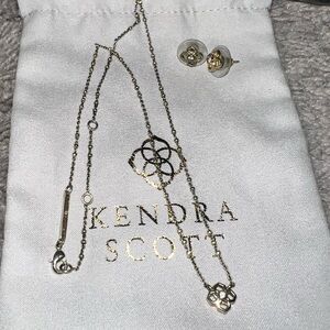 Kendra Scott Gold Floral Necklace and Earrings